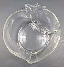 Hazel Atlas Peach Shaped Clear Glass Divided Serving Bowl Large 10¼