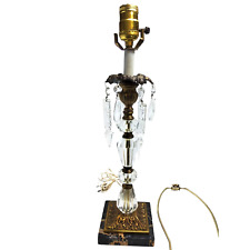 vintage 1950s stunning chrystal, brass, marble base loevsky & loevsky table lamp picture