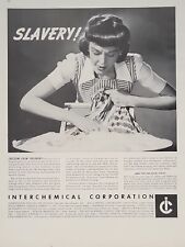 1942 Interchemical Corporation Fortune WW2 Print Ad Q2 Housewife Washing Clothes picture