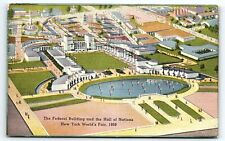 1939 NEW YORK WORLD'S FAIR FEDERAL BUILDING HALL OF NATIONS LINEN POSTCARD P1826 picture