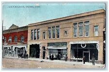 1913 IOOF Building Dirt Road Town People Building Salmon Idaho Antique Postcard picture