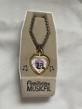 Vintage ARMITRON PEPE LE PEW & Penelope Musical HEART Necklace Watch 1995 Skunk picture