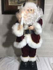 Vintage 28” Animated Santa Multi Carols Play Moves Head/Arms Lighted Candle picture