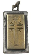 Vintage Christian Cross Brass &  Silver Tone Religious Medal picture