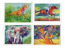 Leroy NEIMAN Set of 4 Postcards - Leopard - Elephant - Horse - Bull Fight picture