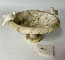 Hand Carved Italian Bird Bath Alabaster Marble Pedestal & 2 Removable Doves picture