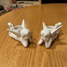 Pair Of White Porcelain Angel Candle Holders picture