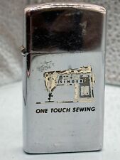 Vintage 1971 One Touch Sewing Advertising HP Chrome Slim Zippo Lighter picture