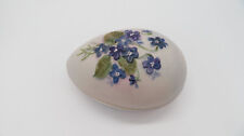 Vintage Hand Painted Violets on Egg Shaped Porcelain Trinket Box Easter Decor picture