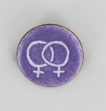 Vintage Lesbian Pinback Button 1980 LGBT Feminist Purple Gay Symbol Pin P1807 picture
