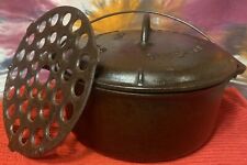 ANTIQUE GRISWOLD NO.8 TITE TOP CAST IRON DUTCH OVEN WITH LID AND TRIVET  # 833 picture