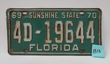 1969-70 Florida Sunshine State License Plate 4D-19644 Green Metal Vintage (B13) picture