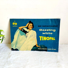 Vintage Lady In White Saare Graphics Geigy Tinopal Adv Metal Sign Board TS344 picture