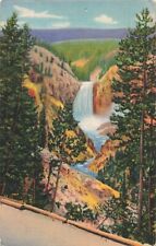 Yellowstone WY Wyoming, Lower Falls Artist Point Grand Canon, Vintage Postcard picture