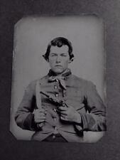 Sixth-Plate Civil War Soldier with Knife And Pistol Tintype C2311RP Series picture
