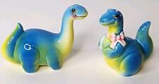 Cute Happy, Vintage Dinosaurs Salt and Pepper Shakers Made In Korea, Blue/Yellow picture