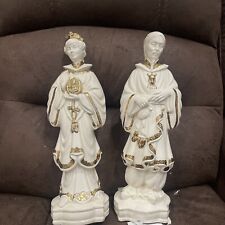 Vintage Holland Mold Chinese Emperor & Empress Statutes Check Pics For Hand picture