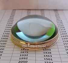 Vintage Solid Brass Desk Magnifying Glass Chart Paper Reader Weight Magnifier picture