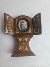 Beautiful Vintage Icon Gold Painted Inlaid Detail Wood Madonna & Child Catholic picture
