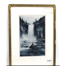 Spearing Salmon at McCloud River Falls Photogravure Thomas Hill Framed  picture