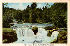 Vintage 1920's Waterfall On The Bonnechere River Renfrew Ontario Canada Postcard picture