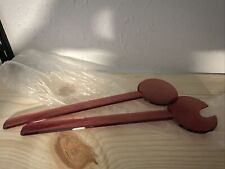 Vintage TUPPERWARE Salad Fork Spoon Serving Utensils CRANBERRY RED 2109A & 2110A picture