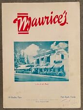 1958 Palm Beach Florida Maurice's Restaurant Menu picture