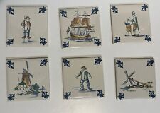 Vintage KLM Airlines Business Class Delft Porcelain Tile Coaster  3x3