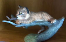 Vintage Franklin Mint 1985 Bobcat with Butterfly Captivated  Porcelain Figurine picture