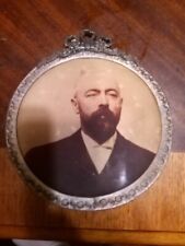 Antique Columbia Medallion Studios Bearded Man Photo On Tin picture