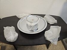 Vintage 1950 Kromex Chrome and Pressed Glass Lazy Susan Relish Tray Serving Set picture