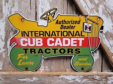 VINTAGE 1965 INTERNATIONAL HARVESTER PORCELAIN SIGN CUB CADET TRACTOR FARMING picture