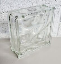 Vtg Mid Century Modern Style Vase Clear Wavy Glass Brick Block Planter Heavy picture
