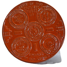 Frankoma Orange Trivet with Five Civilized Tribes of Oklahoma OK special Made picture