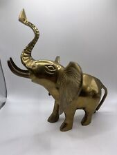 Vintage Large Solid Brass Trunk Up Lucky Elephant Statue  picture