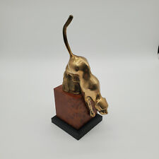 Brass Pouncing Panther on Pedestal Statue picture