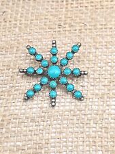 Old Pawn Navajo Zuni Sterling Silver Turquoise Snake Eyes Brooch picture