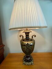 The Bradburn Gallery Cut Crystal Dark Brown w/Gold Overlay Vase Table Lamp, 24