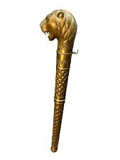 Vtg Brass Lion Oversized Door handle Pull 42” Tall Golden Wall Mounted Scepter picture