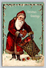 c1910 Alfred Holzman Santa Claus Pastries Cookies Apples Basket Christmas P104A picture