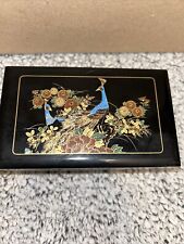 Vintage Sankyo Japan Jewelry Musical Box Peacocks And Flowers picture