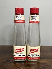 Vintage French’s Pourable Mustard Jars 8 oz Glass Bottle Paper Label Restaurant picture