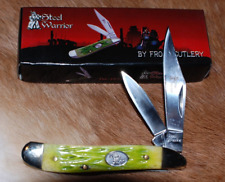 Steel Warrior Peanut Folding Pocket Knife - Jigged Key Lime Green Bone Handles picture