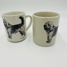 Cindy Farmer Coffee Mug Otterhound Dog Set 2 Serveware Ceramics Vintage picture