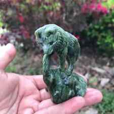 1pc Natural Jade Quartz Carved Wolf Skull Crystal Reiki Healing Gem Decor picture