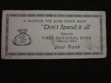 Vintage Bernville PA First National Bank Check Book Blotter- Don't spend it all picture