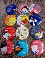 12 Vintage 1990 Holiday Inn Looney Tunes, Warner Bros, Promo Button Pins picture