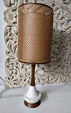 1960’S MID-CENTURY MODERN CANE Double SHADE  Table LAMP 22