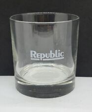 1980's REPUBLIC AIRLINES ETCHED COCKTAIL GLASS Lo Ball 3.5