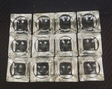 Open Salt Cellars Dips Clear Glass Square Round Opening Vintage Set of 12 picture